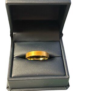 Yellow Gold Tungsten Ring with Brush Finish - 4mm Width - With Gift Box